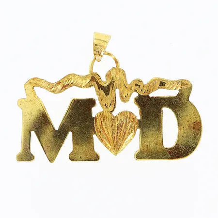 Hänge text M D 26x39mm 21K.  Vikt: 3,5 g