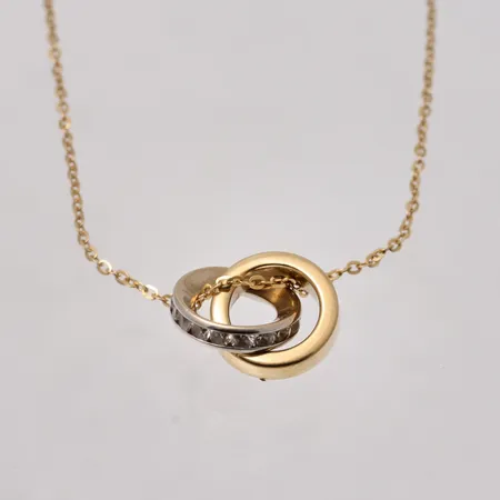 Kedja med hänge 42,5-45,5cm Ankar, bredd 1,1mm, hänge med vita stenar 10,6x12,5mm, Guldfynd, 18K guld, 2,76g.