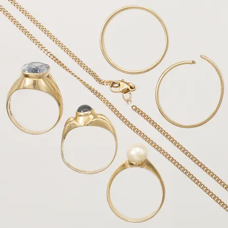 Ringar och kedja, defekt, skadat, 18K Vikt: 27,4 g