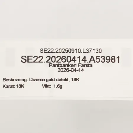 Diverse guld defekt, 18K Vikt: 1,6 g