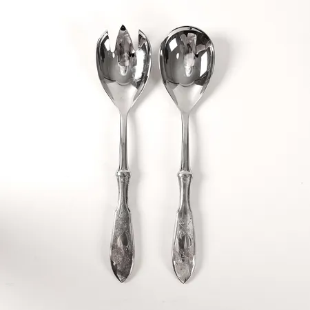 Salladsbestick Rickard Mohss Ur & Guld Ab år 2000, Haparanda, gravyr, stålblad och 830/1000 silver, bruttovikt 199,3g