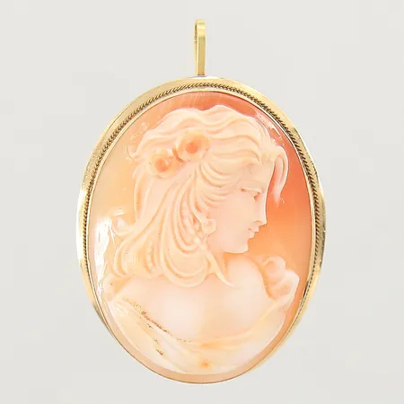 Hänge/Brosch med camé 43x30mm, något bucklig, 18K Vikt: 8,3 g