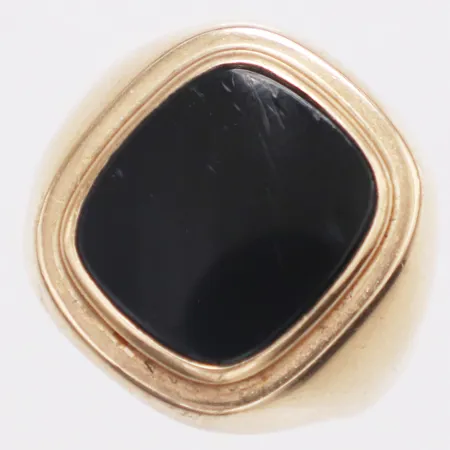 Klackring svart sten Hallberg Guldvarufirma Bengt stl:17¾ bredd 3-18,4mm, något skev 18K Vikt: 6 g