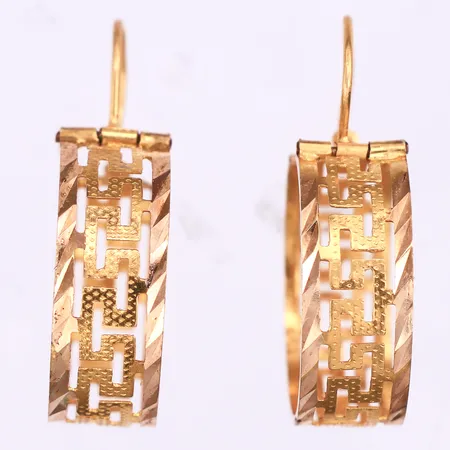 Örhängen paret med Neanderbård,diameter ca 18 mm,18k. Vikt: 3,5 g