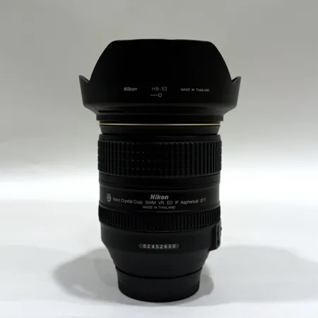 1 Objektiv Nikon N AF-S Nikkor 24-120mm 1:4 G ED VR Ø77, serie-nr:62452650, motljusskydd, linsskydd Skickas med postpaket.