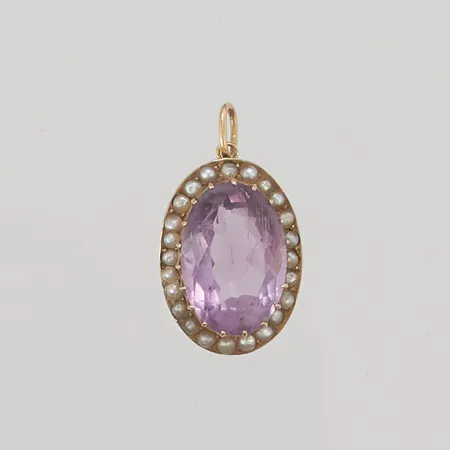 Hänge ametist samt fröpärlor 25mm 9K 4,2g.