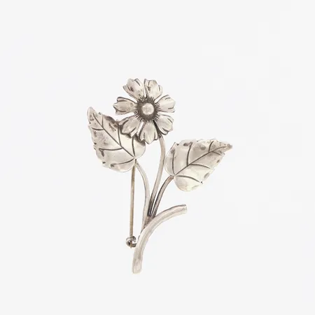 Brosch blomma med blad 55mm, bredd: 40mm silver 830/1000 Vikt: 5,2 g