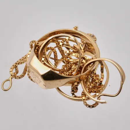 Diverse defekt guld, 18K, 12,3g.