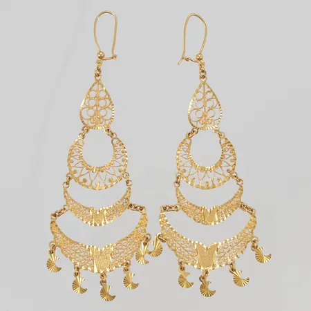 Örhängen ca 10cm något skeva 21K 14,2g.