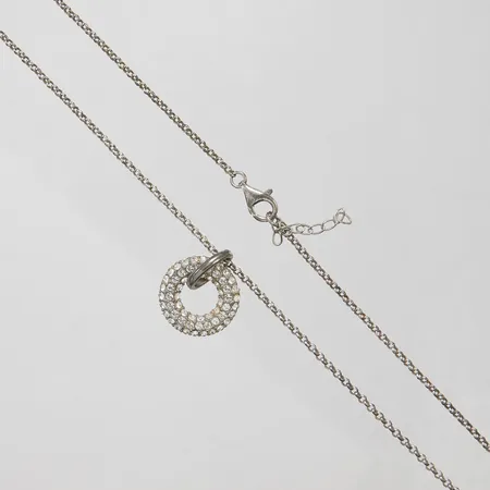 Kedja Ankar med hänge längd: 42,5-45,5cm, bredd: 2mm, hänge: 24x18,2mm, vita stenar, GHA, silver 925/1000 Vikt: 8,4 g