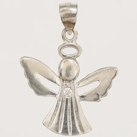 Hänge ängel med sten, längd 26,5mm inklusive ögla, bredd 20mm, silver 925/1000  Vikt: 2,2 g