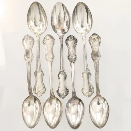 Sju kaffeskedar längd 12,5cm, silver Vikt: 111 g