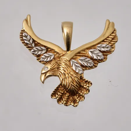 Hänge fågel 23x21,4mm, 1st vit sten, vitgulds detaljer, 18K guld, 2,86g.