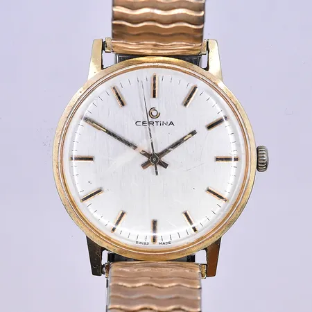 Herrur Certina manuell 35 mm, 14K stål länk.