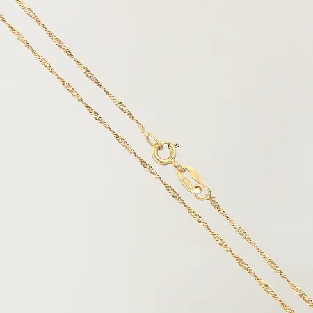 Kedja Singapore längd 40cm bredd 1mm 14K  Vikt: 1,8 g