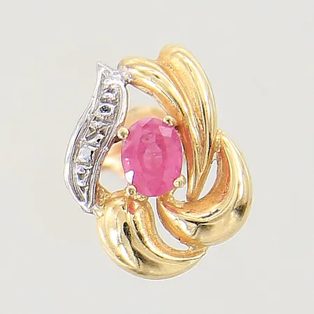 Örhänge med rosa safir Ø12mm vitguldsdetaljer 18K  Vikt: 0,6 g