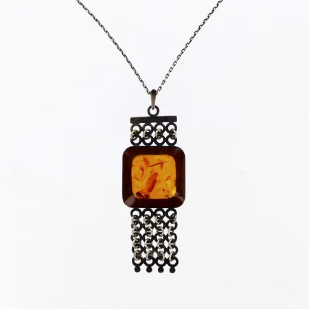 Kedja 74cm med hänge 30x75mm, Ryska stämplar silver 875/1000 Vikt: 19,7 g