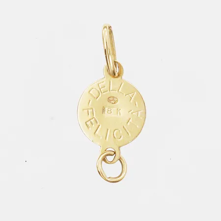 Hänge Ø9mm, gravyr, 18K guld.  Vikt: 0,4 g