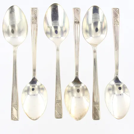 6 teskedar Engelska silverstämplar EV, ca 13,5cm 925/1000 Vikt: 135,6 g
