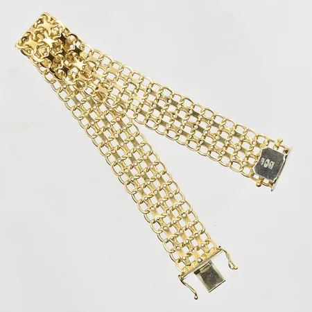 Armband X-länk längd 21 cm, bredd 15 mm, 18K. Vikt: 31,6 g