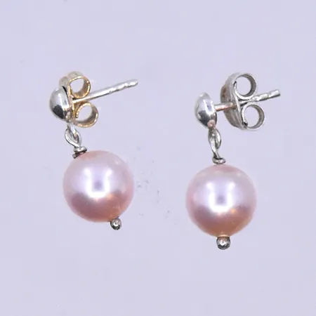 Örhängen med imitation pärlor Ø8 mm längd 18 mm, silver 925/1000. Vikt: 2,3 g