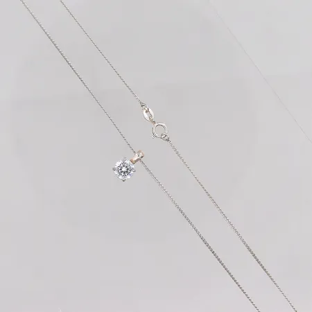 Kedja Pansar 42cm hänge vit sten Ø 6,6mm Guldfynd silver 925/1000 Vikt: 2,2 g