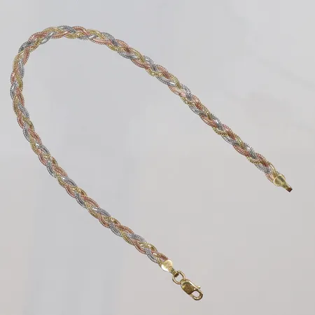 Armband trefärgat flätat 18,5cm GHA 18K Vikt: 3,1 g