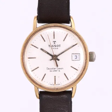 Damur Tissot Seastar Seven,diameter ca 24.9 mm,fungerar ej,gravyr,slitage,18k. Vikt: 0 g