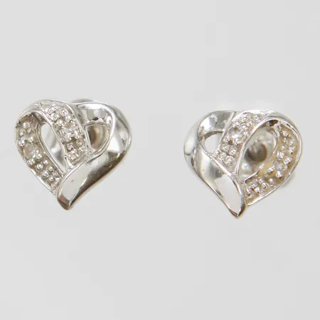 Örhängen hjärtan med diamanter 4 x ca 0,005ct, ca 7x8mm, vitguld, 18K Vikt: 1,6 g