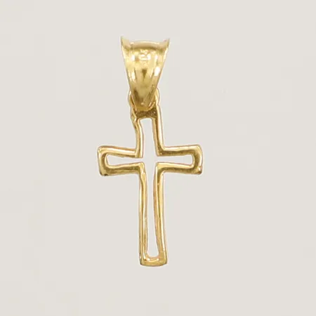 Hänge kors längd 17mm inklusive ögla, bredd 8mm, skevt, 21K  Vikt: 0,6 g
