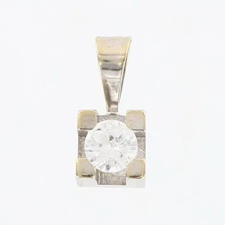 Hänge vitguld med vit sten, ca 9mm Vikt: 0,7 g