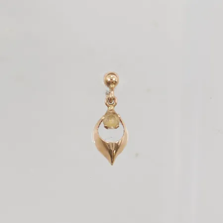 Udda örhänge med vit sten 14K 0,5g.