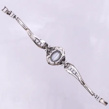 Armband med sten,längd ca 19 cm,bredd 4.7-28.7 mm,silver 925/1000. Vikt: 14,7 g