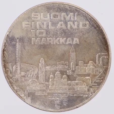 Mynt 10 markka Finland EMX Helsinki 1971, Ø34,8mm, etui, silver 500/1000 Vikt: 24,3 g