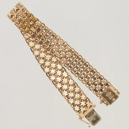 Armband x-länk 19cm bredd 12mm en dekorerad sida 18K 32,1g.