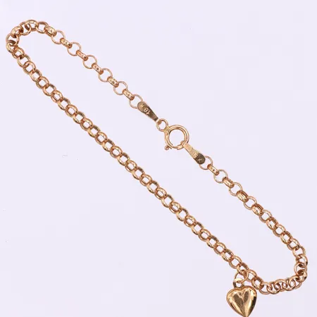 Armband med berlock,längd ca 15 cm,bredd 2 mm,18k. Vikt: 1,4 g