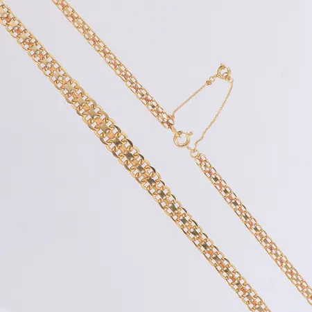 Collier doserad X-länk längd 44,5cm, bredd 4,2-8,3mm, säkerhetskedja, 18K  Vikt: 20,1 g