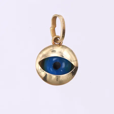 Hänge med glasöga,höjd ca 10.9 mm,14k. Vikt: 0,4 g
