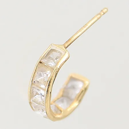 Udda örhänge med vita stenar, saknar snurrebuss, 18K Vikt: 0,6 g