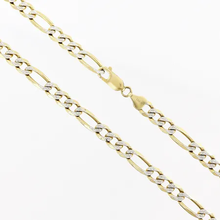 Kedja Figaro mönster längd 49cm bredd 6mm gul/vitguld 14K.  Vikt: 26,9 g