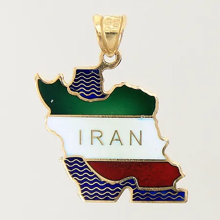 Hänge Iran med emaljdetaljer 22x14mm 18K  Vikt: 2 g