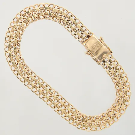 Armband X-länk, längd 19cm, bredd 7,9mm, lås något trög, 18K  Vikt: 13 g