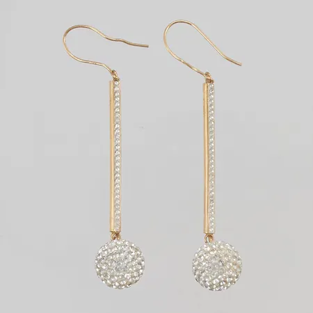 Örhängen med vit massa och vita stenar, 60mm, 18K 3,4g.