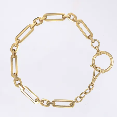 Klockkedja längd 25cm bredd 5mm 1900-talets första hälft svenska importstämplar 18K Vikt: 24 g