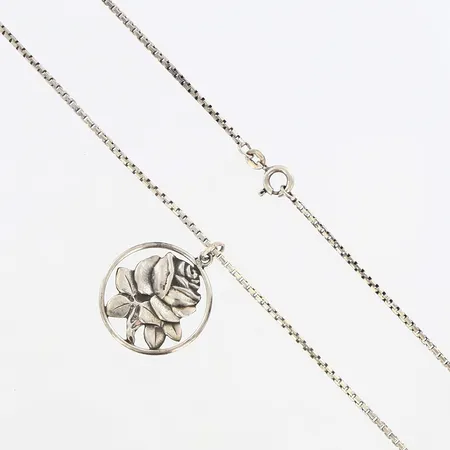 Kedja Venezia 60cm bredd:1,8mm, Hänge 32mm Ø23mm, silver 835/1000 Vikt: 10,2 g