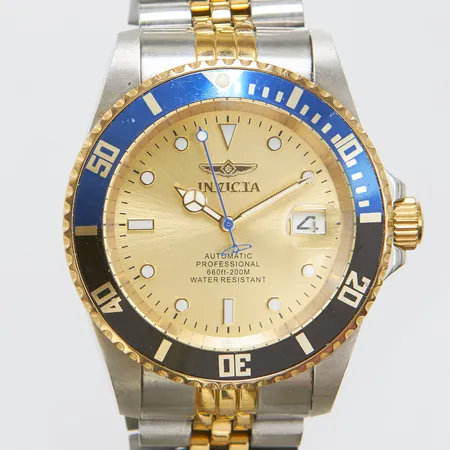 Herrur Invicta Pro Diver stål automatisk 42mm, ref 29181, glasbaksida, stållänk, viklås, inga tillbehör.