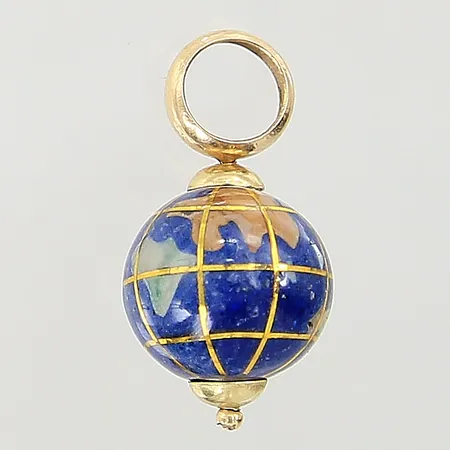 Hänge jordglob, Ø12mm, skev ögla, 18K  Vikt: 1,8 g