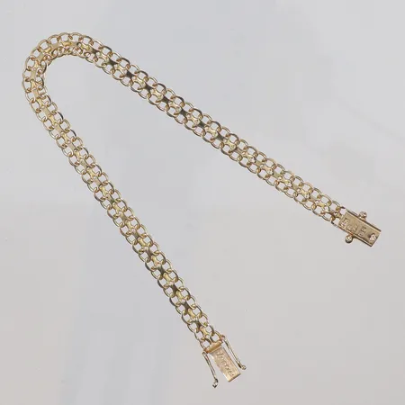 Armband X-länk 18,5cm bredd 5mm, lås med gravyr (syns ej i lås läge) HÅN (Norens Guldatelje) Stockholm 1965, 18K Vikt: 7,7 g