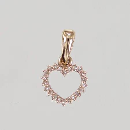 Hänge hjärta med diagrus, längd inkl ögla 13,5mm, bredd 8mm, GHA, 18K Vikt: 0,5 g