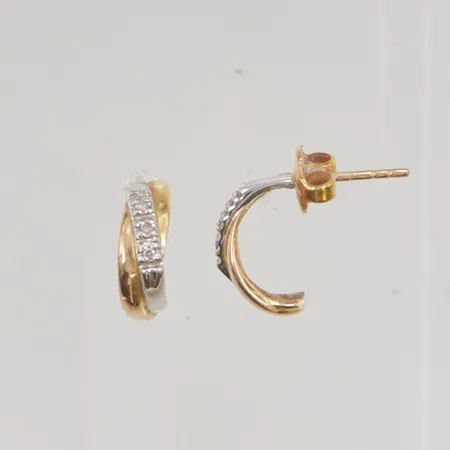 Örhängen diamanter 6x ca 0,01ct 12mm omaka snurrebussar 18K 1,9g.